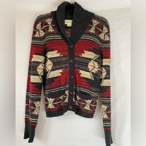 Ralph Lauren Red and Black Patterned Cardigan
